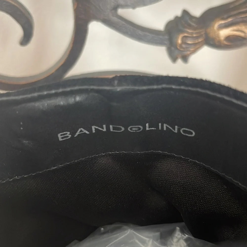 Bandolino Black suede wedge booties with zippers and buckle detail size 7M - Picture 6 of 6